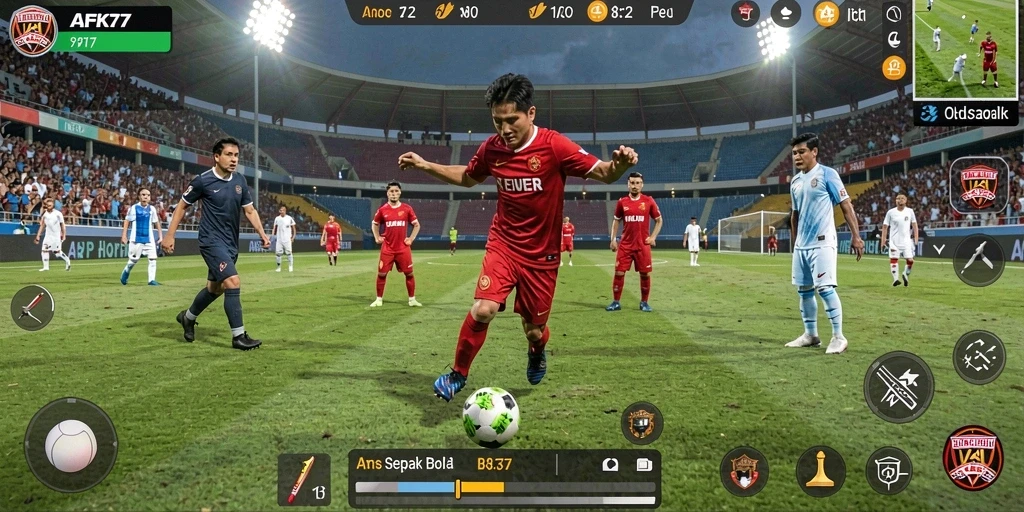 Tampilan menarik dari gameplay <strong>AFK77</strong> dalam pertandingan sepak bola.