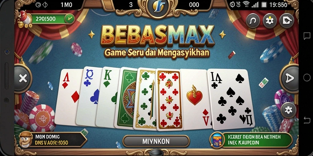 Tampilan seru permainan domino di BEBASMAX dengan teman-teman.