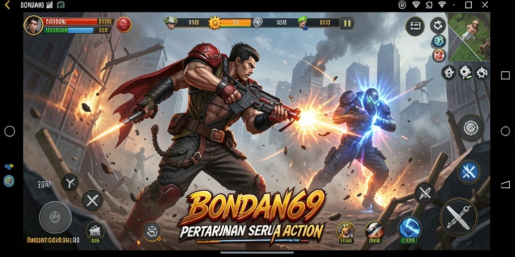 Tangkapan layar gameplay BONDAN69 menampilkan aksi seru di medan pertempuran.