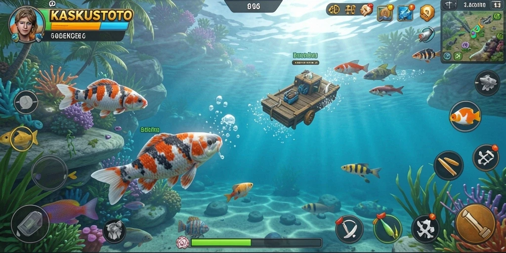 Screenshot gameplay KASKUSTOTO dengan momen memancing yang seru.