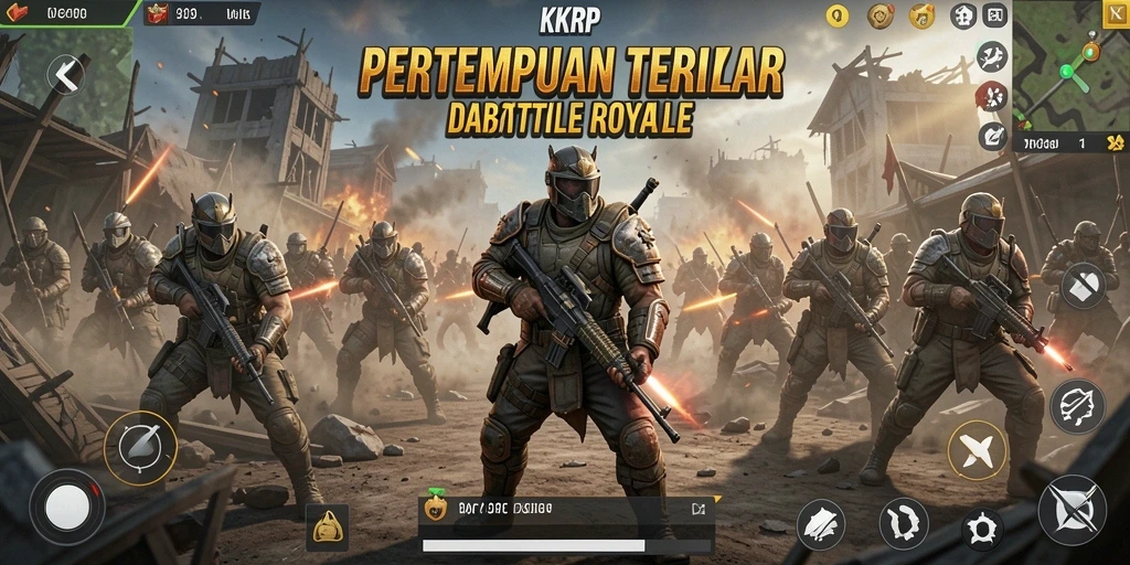 Screenshot KKRP menampilkan aksi seru dalam pertempuran Battle Royale.