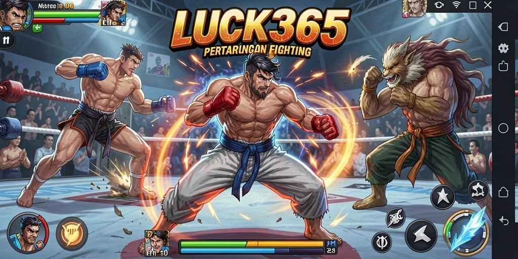 Tampilan gameplay seru dengan pertarungan yang mendebarkan di LUCK365.