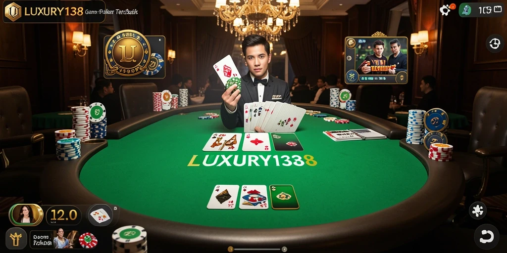 Screenshot gameplay LUXURY138 menampilkan aksi Poker yang mendebarkan.