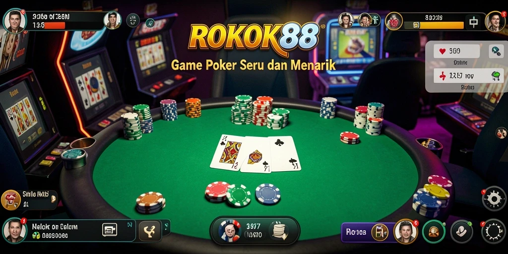 Screenshot ROKOK88 menampilkan gameplay Poker yang seru dan menegangkan.