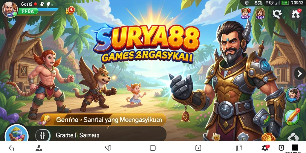 Tampilan gameplay <strong>SURYA88</strong> yang ceria dan interaktif.