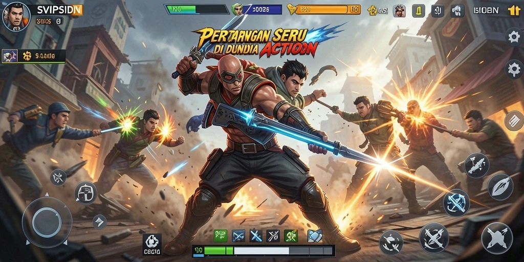 Screenshot gameplay SVIPSIDN yang memperlihatkan aksi pertarungan mendebarkan.