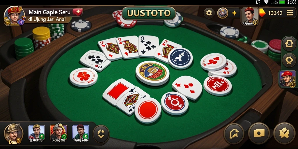 Screenshot UUSTOTO menampilkan gameplay Gaple yang seru dan interaktif.